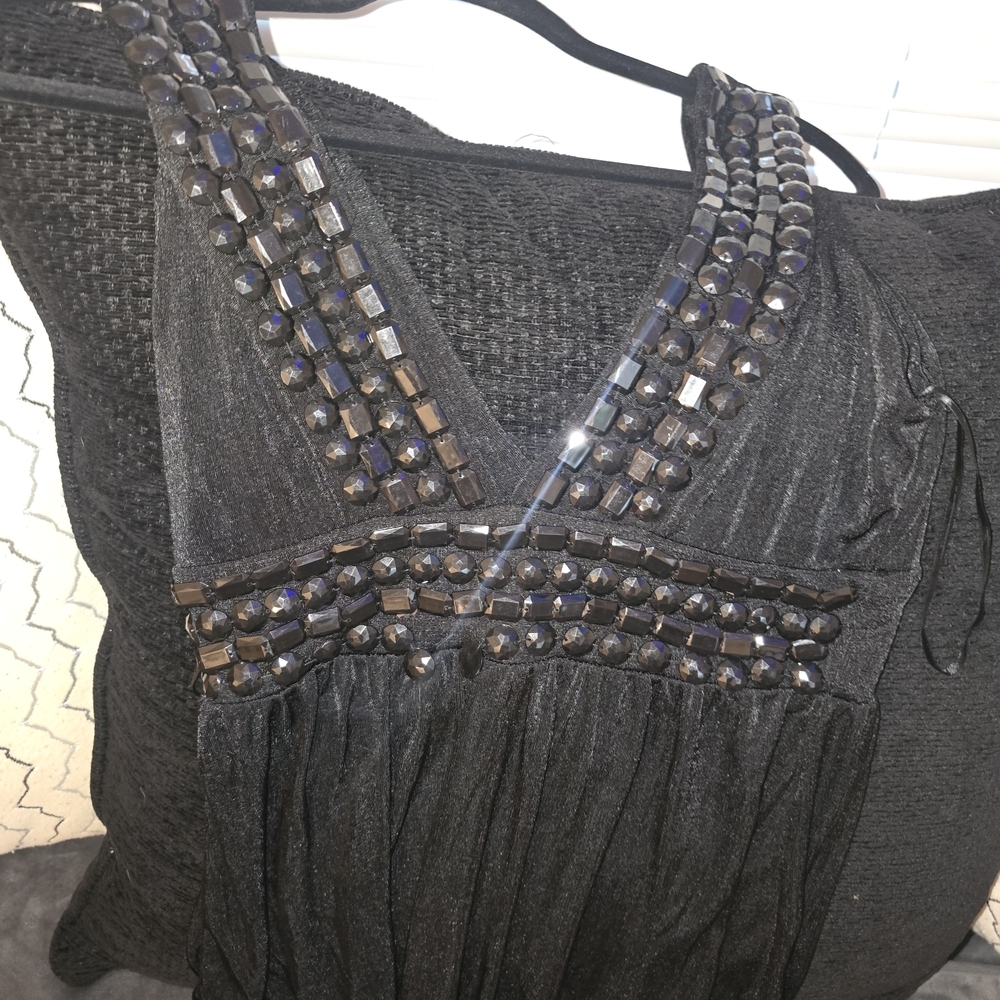 Elegant Black Embellished Women's Blouse